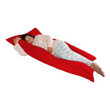 Travesseiro Gigante 170x80cm Unissex Antialérgico Corporal Cor Vermelho