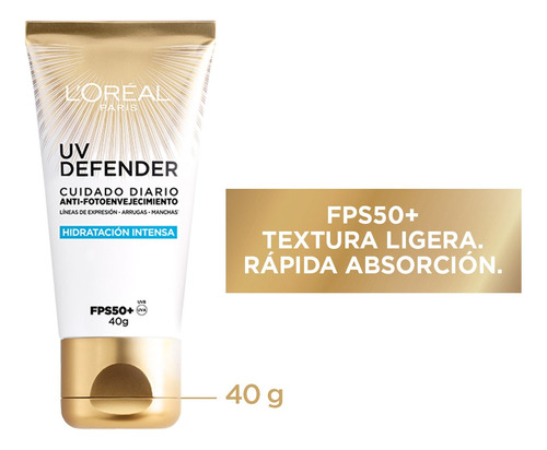Crema Facial L'oréal Uv Defender Hidrat Intens Fps 50+ 40ml