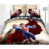 Cubrelecho Acolchado Cama Semidoble O Doble Superman 