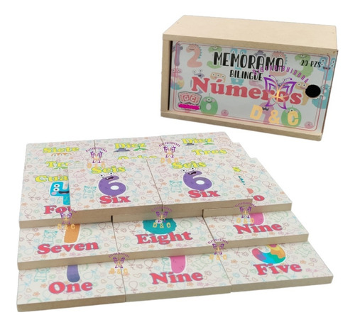 Juego Mesa Memoria Numeros Material Didáctico Madera Niños