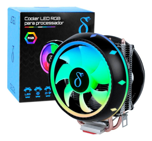 Fan Cooler Led Rgb  P/ Processador Intel Amd Cpu Ventoinha