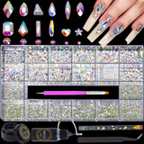 Hnuix Kit De Diamantes De Imitación Para Uñas, 12 Tipos D.