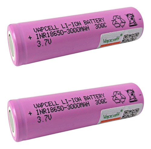 2 Baterias De Litio 18650 Vapcell 30qc 3000mah