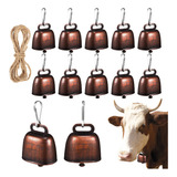 12 Cascabeles Antirrobo Para Vacas Pastando, Color Bronce, D