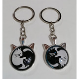 Llavero Cristal Orejas De Gato Yin Yang