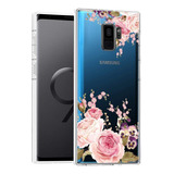 Funda Transparente Flores Rosa Para Galaxy S9