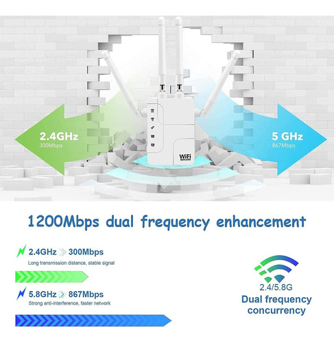 Extensor Wifi  1200 Mbps Internet Wifi Booster, Cobertura De