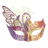Máscaras Con Diseño De Mariposa Veneciana Lila Ajustable