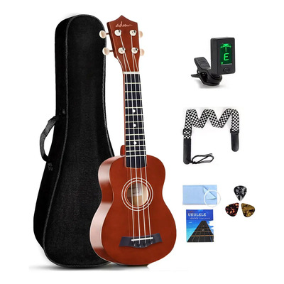 Ukulele Soprano Acústico NDKSNH Marrón 21 Pulgadas Con Afinador | Meses sin interés