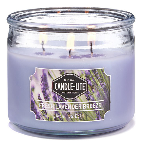 Vela 10 Oz Tres Mechas Fresh Lavender Breeze Candle Lite 18