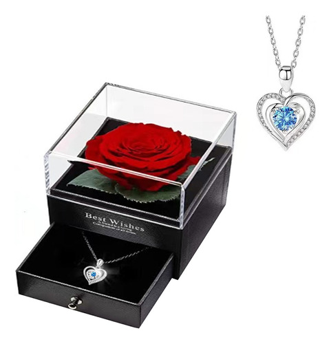 Juego De Joyas Q Rose Gift Box, Rosa Inmortal (rosa Real), S