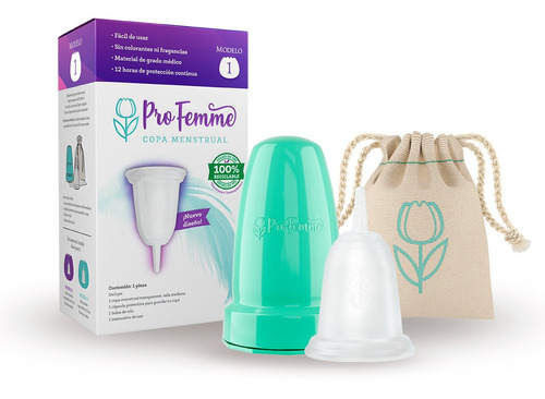 Profemme Copa Menstrual Ecológica Mediana Con Bolsa Y Cápsula De Plástico Protectora