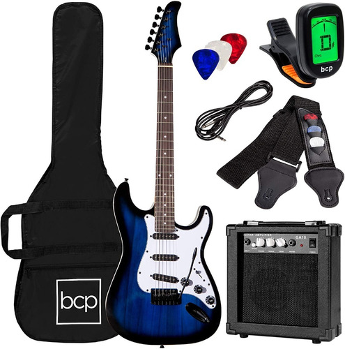 Guitarra Eléctrica Azul Con Amplificador, Funda Y Accesorios