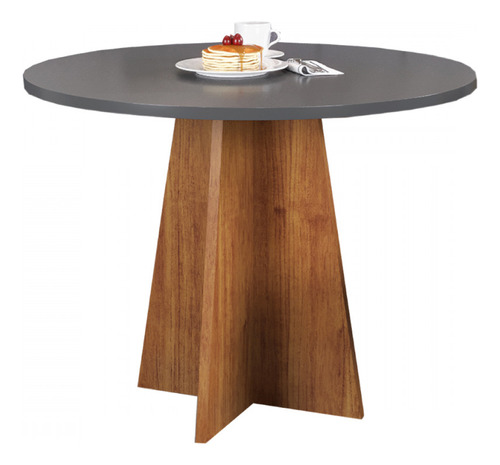 Mesa De Jantar Slin Redonda 90x90 Mel Com Cinza Viero