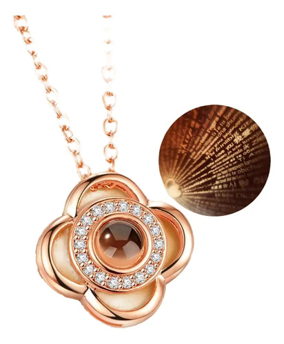 Collar Con Dije De Flor Que Proyecta Te Amo En 100 Idiomas