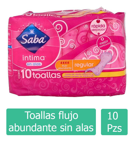 Saba Intima Clip Sin Alas Paquete Con 10 Toallas  Regular