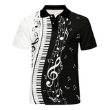 Camisa Polo Impresa Con Teclas Piano Nota