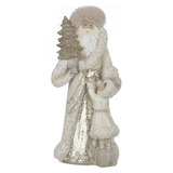 Escultura Em Resina Natal Papai Noel C/crianca (bege) 28,5cm