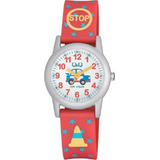 Reloj Q&q De Niño Modelo Vr99j020y Color De La Correa Rojo Color Del Bisel Gris Claro Color Del Fondo Blanco