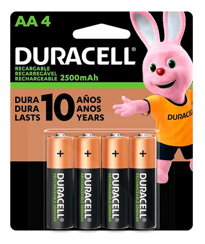 Duracell Recarregavel 2500 Mah 4 Pilhas Aa 1.2v