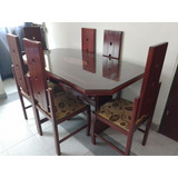 Comedor De Madera De 6 Puestos + Vidrio