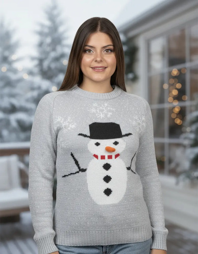 Suéter Navideño Mujer Ugly Muñeco De Nieve Navidad Sweater