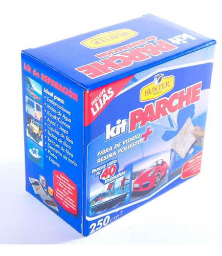 Kit Fibra De Vidrio Parche 500 Gr Resina+pincel+lijas+guant