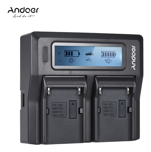 Andoer Np -f970 Dual Canal Digital Cámara Batería Cargador