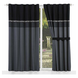 Jgo Cortinas Decorativas Negro/gris Onix Concord 3x2.20m