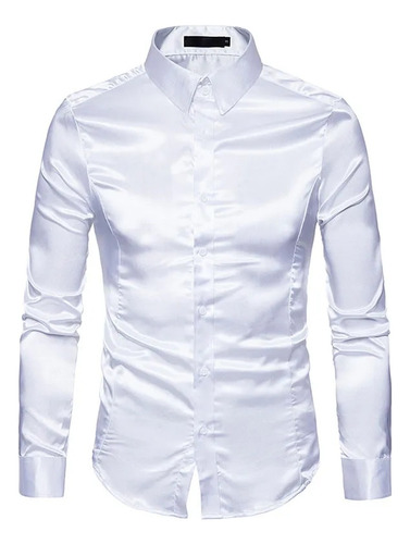 Camisa De Trabajo De Satén De Seda Para Hombre, Camisa De Es