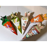 Set 12 Cajas Cartón Diseños Conejo Pascua Dulces Chocolate