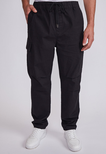 Pantalón Hombre Negro Tipo Parachute Gabardina Sioux