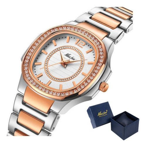 Reloj Elegante De Cuarzo Inoxidable Missfox Diamond