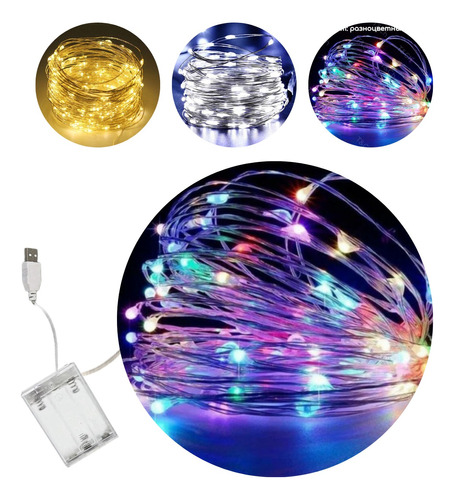 Cordão Fio De Fada 10m 100 Leds Enfeite Natal Branco Quente