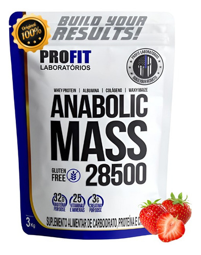 Hipercalórico Massa Anabolic Profit 28500 Morango 3kg 