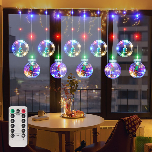 Skairipa Luces Colgantes De Ventana De Navidad: Luces De Cor