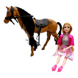 Muñeca Con Caballo Accesorios  Dotación Tipo Barbie Juguete