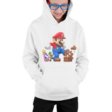 Poleron Infantil Mario Bros Game Super Estampado Unisex Niños Algodon