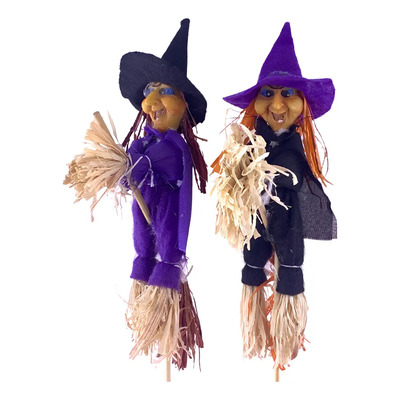 2 Espantalhos Decoração Enfeite Festa Halloween 33cm