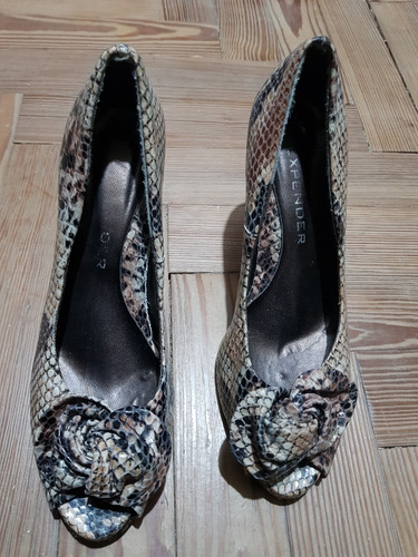 Sandalias Zapato Víbora, Marca Expender, Talle 36, Taco Alto