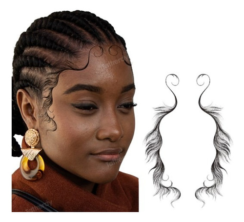 Cabello Adhesivo Tatuaje Temporal Baby Hairs Afro