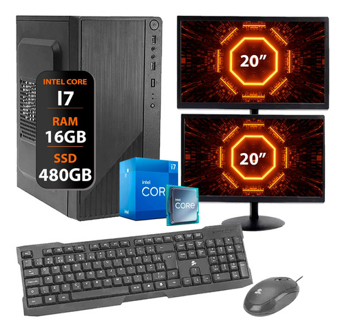 Computador Intel I7 3° Ger 16gb Ssd480gb 2 Monitor 20 Office