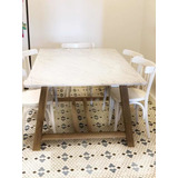 Mesa Cocina Comedor Madera Petiribi Y Marmol Carrara