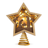 Estrella Dorada Del Nacimiento Led 10 X 8,5 Mdf Corona ...