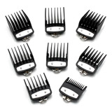 Kit 8 Pentes Metal Maquina Corte Cabelo P/ Wahl Preto