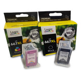 Pack 2 Tintas Alto Rendimiento 667xl Para Hp Deskjet 6400
