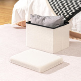 Taburete Almacenamiento Plegable Sherpa Blanca 42x32x32 Para