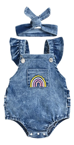Mono Sin Mangas Con Estampado De Mameluco Para Niñas, Piezas
