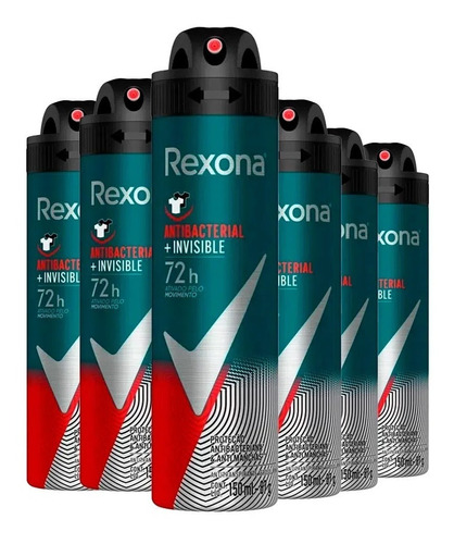 Desodorante Aerosol Rexona Antibacterial 150ml - 6 Unidades