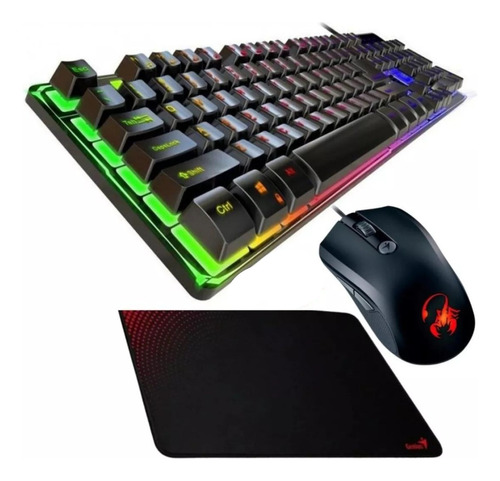 Combo Kit Gamer Genius Scorpion Teclado K8 Mouse Gx600 Y Pad